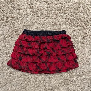 Ralph Lauren Girls Holiday Red and Black Ruffled Mini Skirt